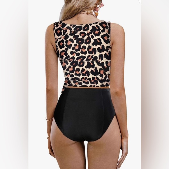 🏖️Saodimallsu Vintage 2 Piece Swimsuit High Neck High Waisted🏖️ NIP - Picture 3 of 13